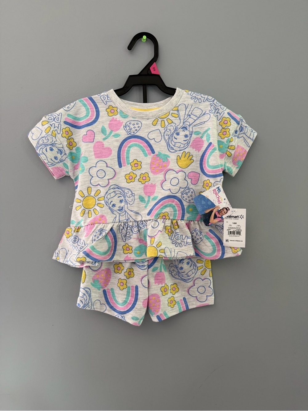 Girls Ms. Rachel Rainbow Cloud T-shirt and Shorts Set